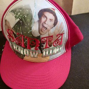 Santa I Know Him from Elf Movie Wil Farrell on the front baseball snap back hat